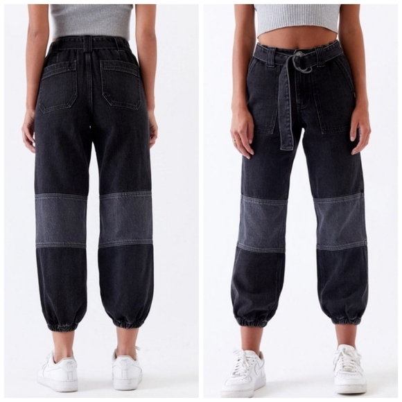 PacSun Denim - NEW!  PacSun Two-Tone Black Wash and Gray Denim Cinched Ankle Joggers